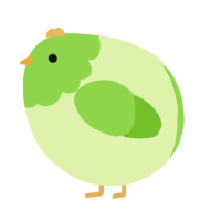 A apple and grass chicken with a head pattern