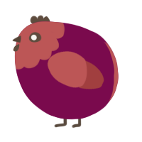 A wine and red chicken with a head pattern
