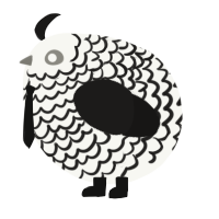 A white and sable chicken with a lace pattern