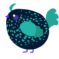 A tumblr and turquoise chicken with a speckle pattern