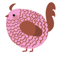 A pink and russet chicken with a lace pattern