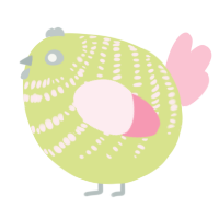 A lemon and rose chicken with a bar pattern