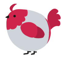 A mist and crimson chicken with a head pattern