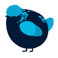A tumblr and cerulean chicken with a neck-speckle pattern