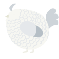 A white and mist chicken with a lace pattern