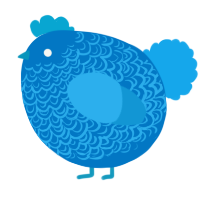 A sapphire and sky chicken with a double-lace pattern