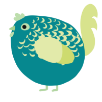 A teal and lemon chicken with a half-lace pattern