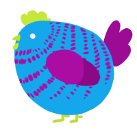 A sky and plum chicken with a bar pattern