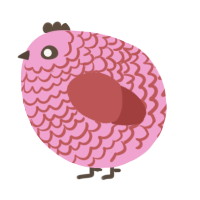 A pink and red chicken with a lace pattern