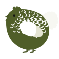A olive and white chicken with a half-lace pattern