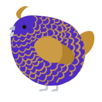 A indigo and gold chicken with a lace pattern