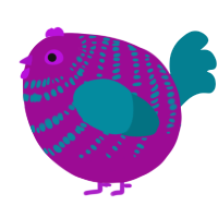 A plum and sea chicken with a bar pattern