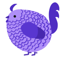 A lilac and indigo chicken with a lace pattern