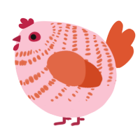 A rose and vermilion chicken with a bar pattern