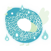 A sea and gluppy chicken with a double-lace pattern