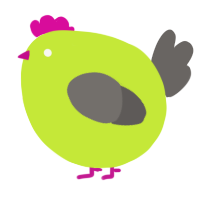 A lime and grey chicken