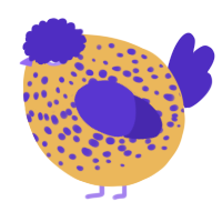 A honey and indigo chicken with a speckle pattern