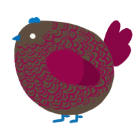 A bark and maroon chicken with a double-lace pattern