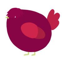 A maroon and crimson chicken