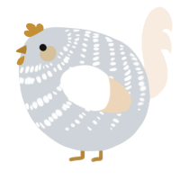 A mist and cream chicken with a bar pattern