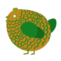 A ochre and leaf chicken with a lace pattern