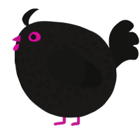 A sable and black chicken with a speckle pattern