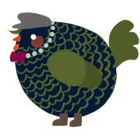 A tumblr and olive chicken with a lace pattern