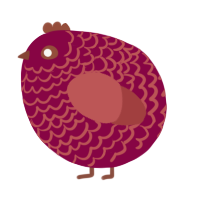 A maroon and red chicken with a lace pattern