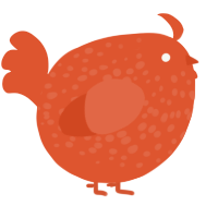 A vermilion chicken with a speckle pattern