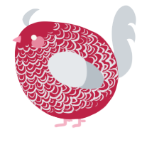A crimson and mist chicken with a double-lace pattern