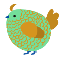 A spring and ochre chicken with a lace pattern
