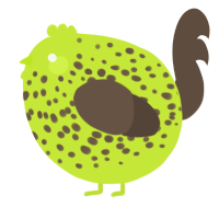 A lime and bark chicken with a speckle pattern