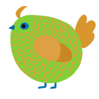 A grass and orange chicken with a lace pattern