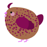 A brown and wine chicken with a speckle pattern