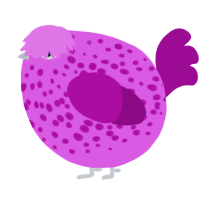 A orchid and plum chicken with a speckle pattern
