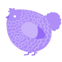 A lilac chicken with a lace pattern