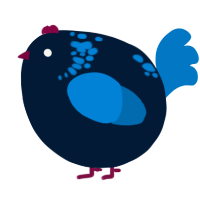 A tumblr and sapphire chicken with a neck-speckle pattern