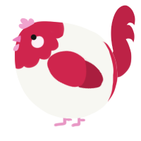 A white and crimson chicken with a head pattern