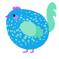 A sky and mint chicken with a speckle pattern