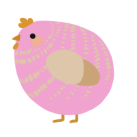 A pink and beige chicken with a bar pattern