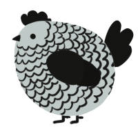 A silver and black chicken with a lace pattern