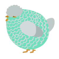 A mint and silver chicken with a lace pattern