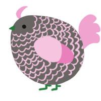 A grey and pink chicken with a lace pattern
