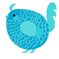 A cerulean and aqua chicken with a lace pattern
