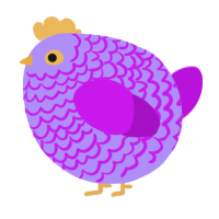 A lilac and amethyst chicken with a lace pattern