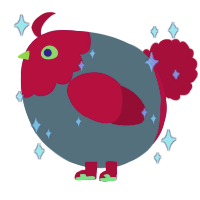 A ash and crimson chicken with a head pattern