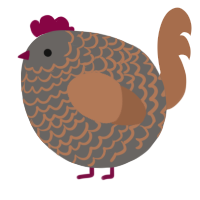 A grey and brown chicken with a lace pattern