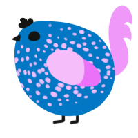 A sapphire and lavender chicken with a speckle pattern