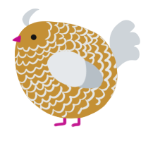 A gold and mist chicken with a lace pattern
