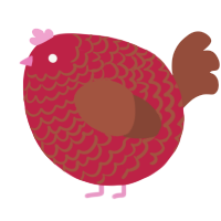 A crimson and russet chicken with a lace pattern